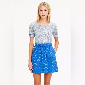NWOT J. Crew Linen Polka Dot Mini Skirt Size 6 Lined Pockets Preppy Girlhood